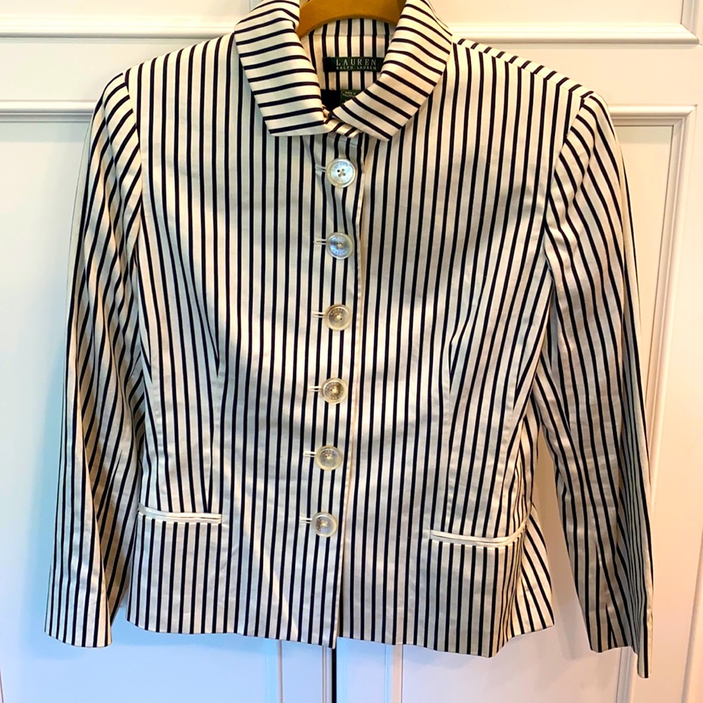 Lauren Ralph Lauren Navy Striped Blazer Jacket